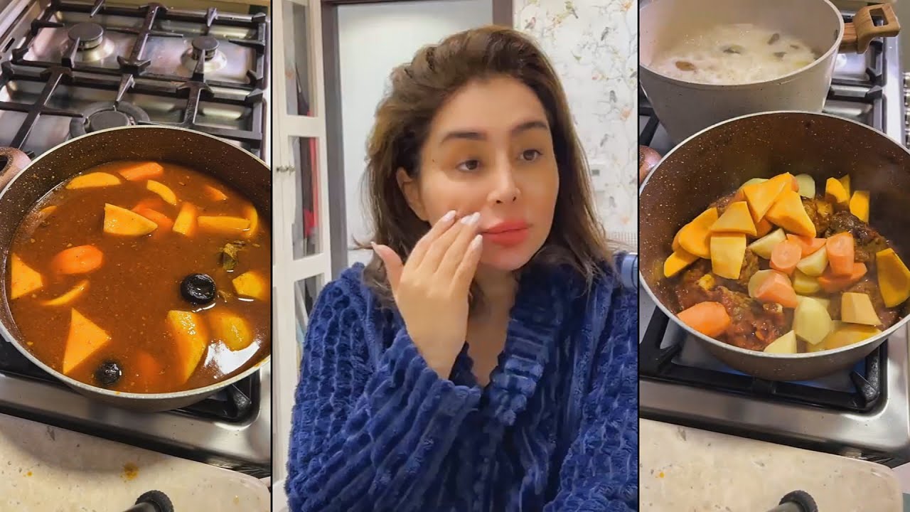 شيماء علي تطبخ مرقة لحم عجيبه بطريقتها وتسوي سكن كير ❤️