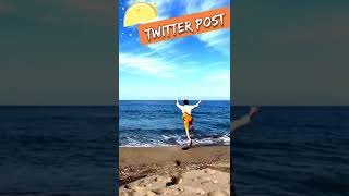 twitter post  bts jimin in beach 😊. don't forget to subscribe army 💜💜💜💜