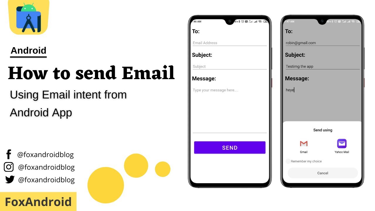 How To Send An Email Via Intent || Email Intent || Android Studio Tutorial