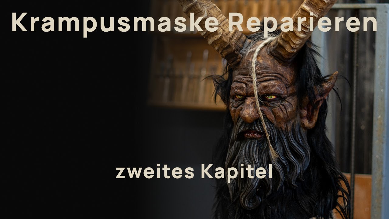 Krampusmaske Restaurieren - Teil 2: Bemalen und Kopffell Anbringen | Holzkunst Eder Sebastian