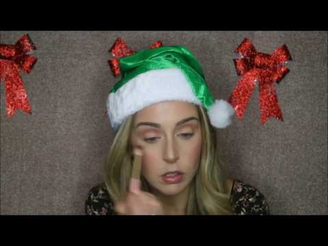 2 Christmas Makeup Tutorial by Beauty Players. Gold & Green glitter eyes.