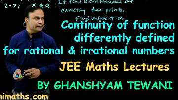 Continuity and differentiability | JEE Maths Lecture by Ghanshyam Tewani  | Cengage