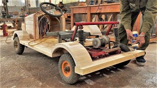 Make An Electric Car From Pallet Wood With A Steel Frame // Great Woodworking Ideas And Skills.