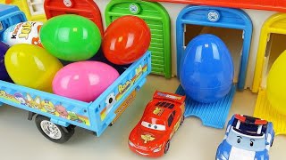 Car toys surprise biscuits truck cars and Poli play
