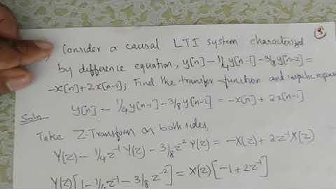 Lec 17 Problem on finding a transfer function from a difference equation