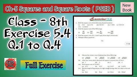Q.1 to Q. 4| Class 8th | Ex.5.4 | Ch-5 | Squares and Square Roots| Math | PSEB |New Book| Full Ex.|