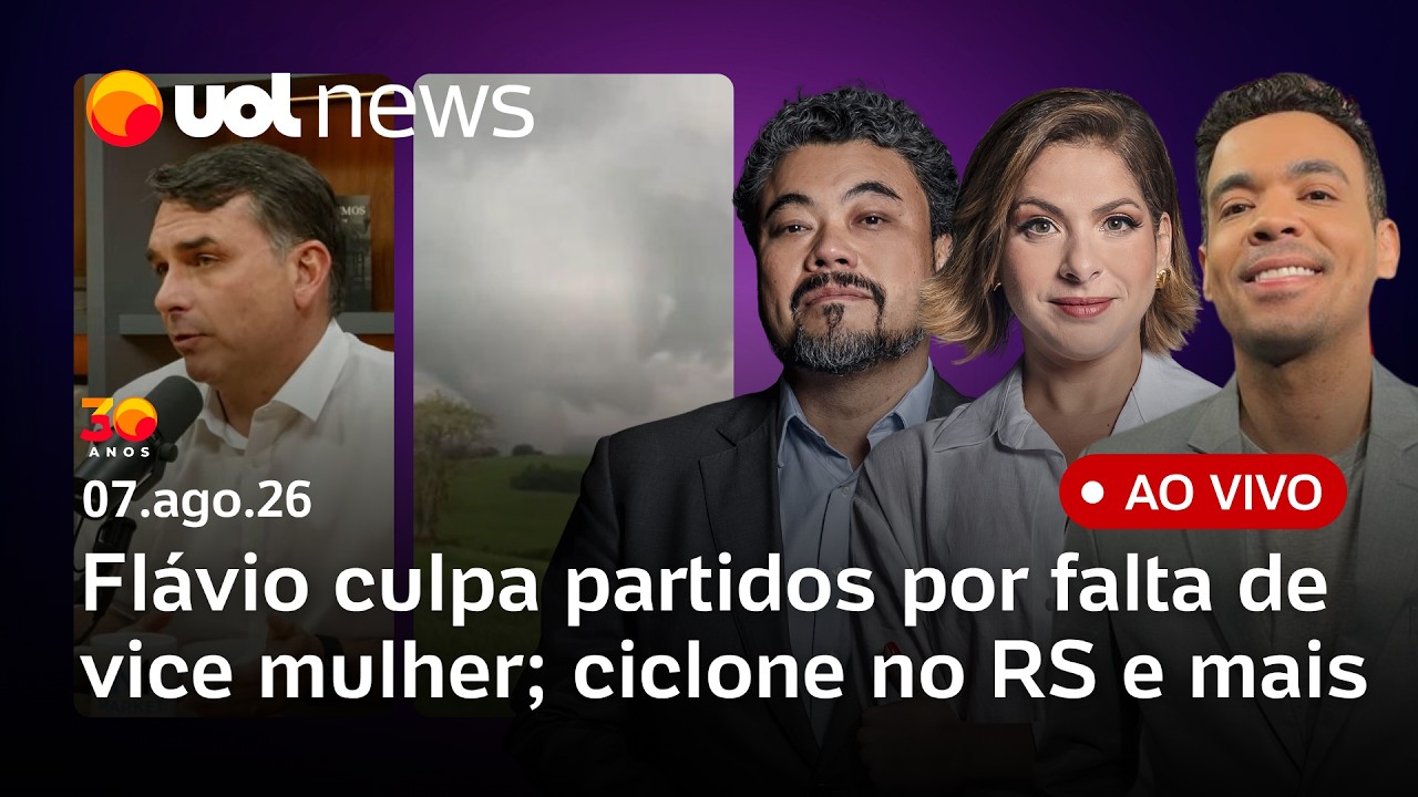 Flávio Bolsonaro culpa partidos por não ter vice mulher; ciclone e+ Dani Lima, Sakamoto e Sarza