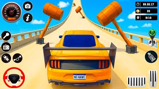 スーパーヒーローカーシミュレータースタントオンインポッシブルメガランプトラックエクストリームクレイジードライビング！Androidゲームプレイ screenshot 2