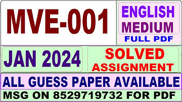 MVE 001 solved assignment 2024 / mve 001 solved assignment 2024 / ignou PGDPSM mve 001