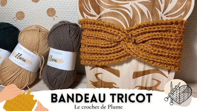 Bandeau tour de tête tricoté n°1 orange