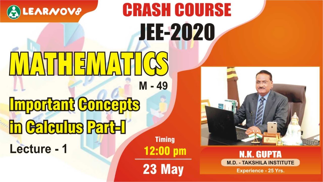 Learnov8 Crash Course JEE-2020 LIVE at 12:00 pm | MATHS Important Concepts in Calculus Part-I