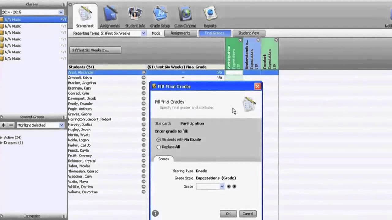 LPS PowerTeacher Tutorial How to Fill Score Cells YouTube
