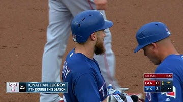 LAA@TEX: Lucroy drives a two-run double to left