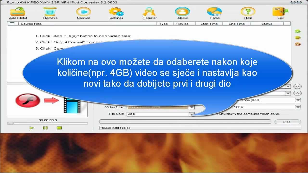 FLV to AVI MPEG WMV 3GP MP4 iPod Converter 5.2.0603 Full Verzija