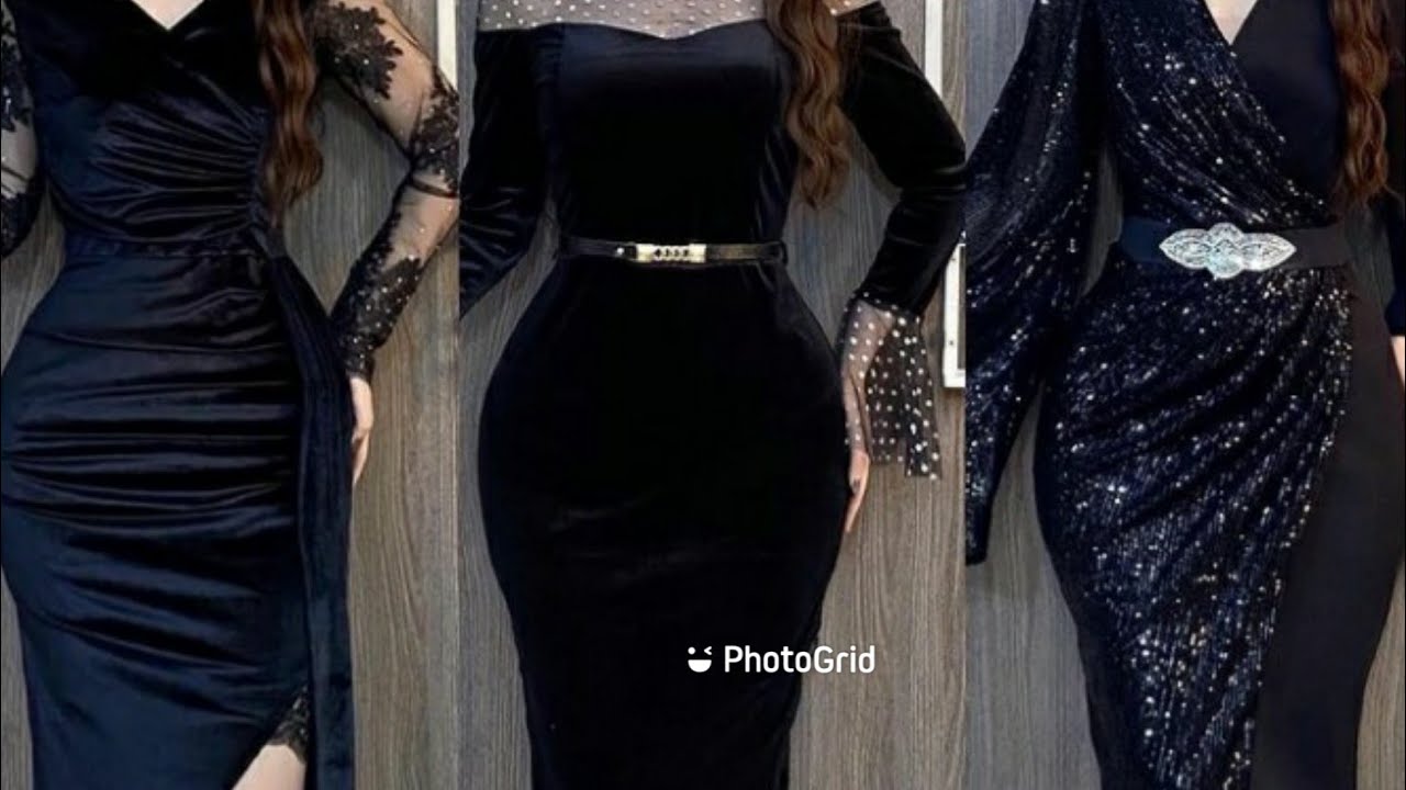 موديلات فساتين سهره باللون الاسود موضه شتاء🌸2021 Models evening dresses in black, winter fashion
