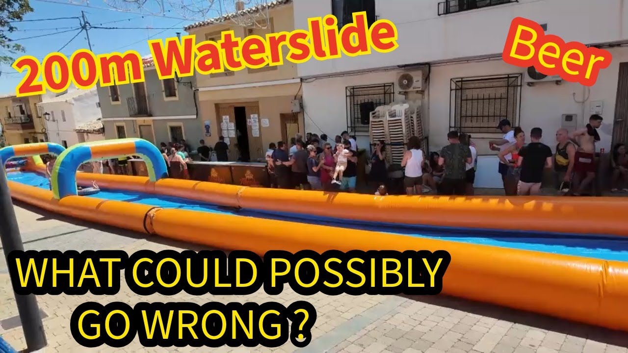 A Quiet village , a 200m waterslide on a concrete road, What could possibly go wrong