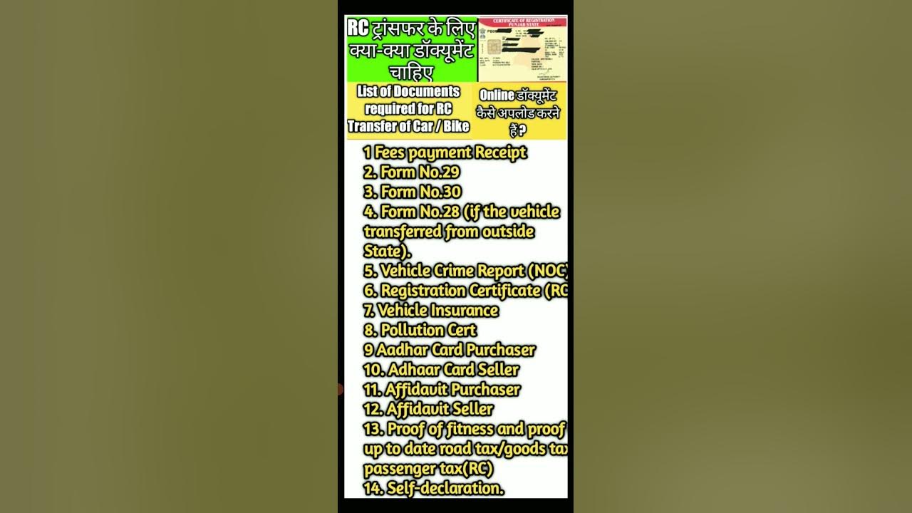 List Of Documents For RC Transfer RC Transfer Documents RC Transfer list-of-documents-for-rc-transfer-rc-transfer-documents-rc-transfer