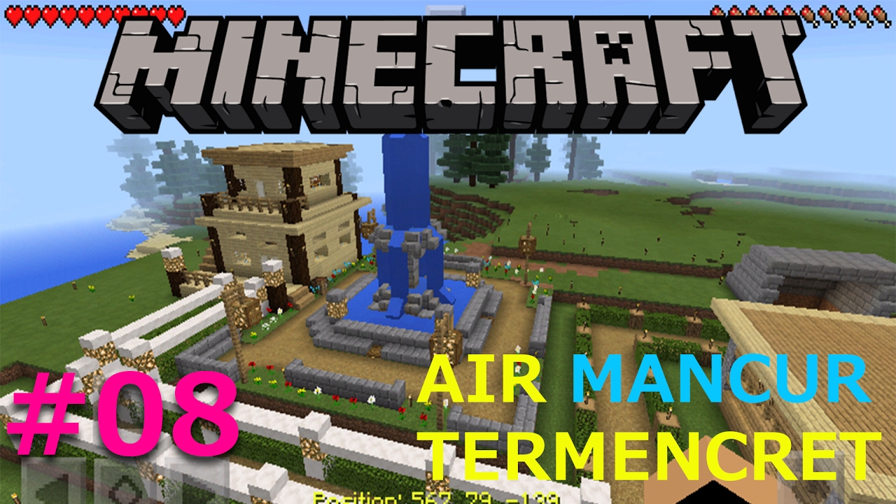 Membuat Taman Air Mancur Disebelah RumahMinecraft 