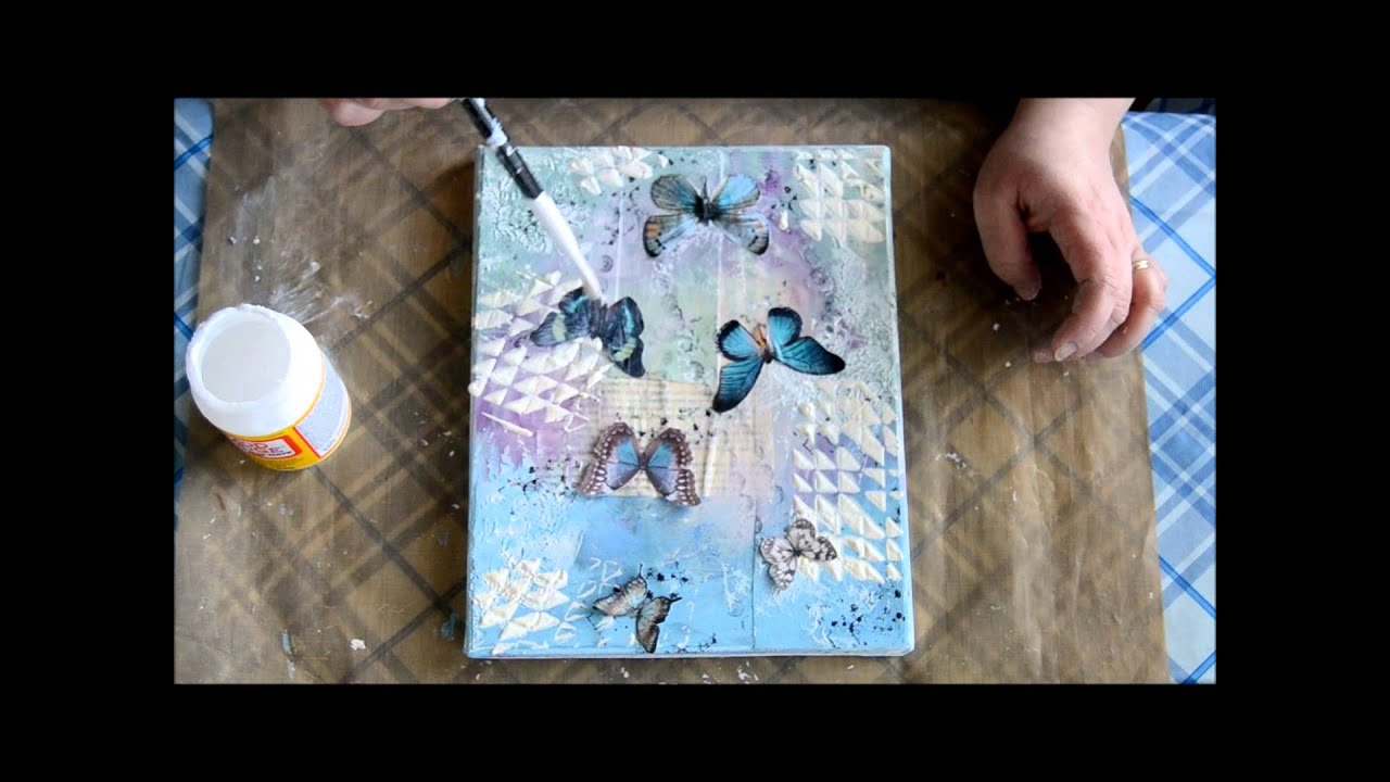 Mixed media canvas - Butterflies - YouTube
