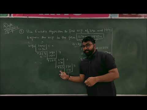 find the HCF of 1190 and 1445 and express the hcf in the form of 1190m + 1445n | real numbers 10