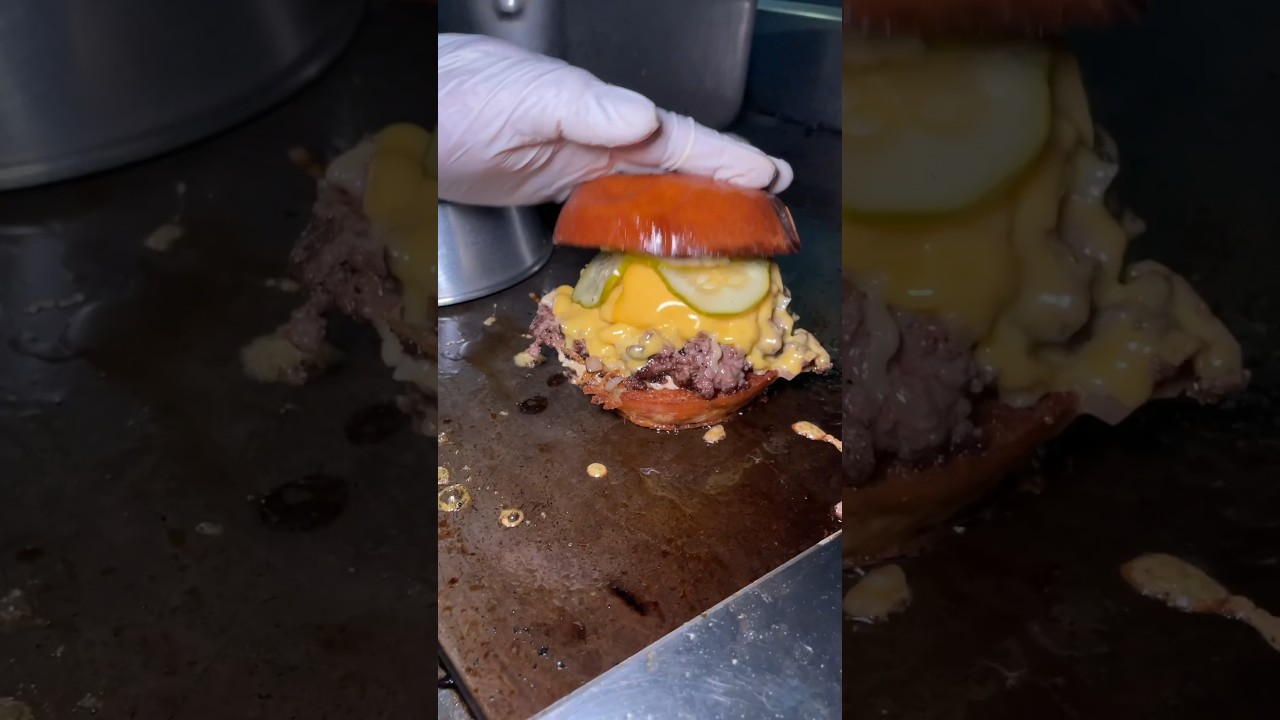 The LONG ISLAND CHOPPED CHEESE BURGER from Rust & Gold in Huntington, NY! 🍔💥 