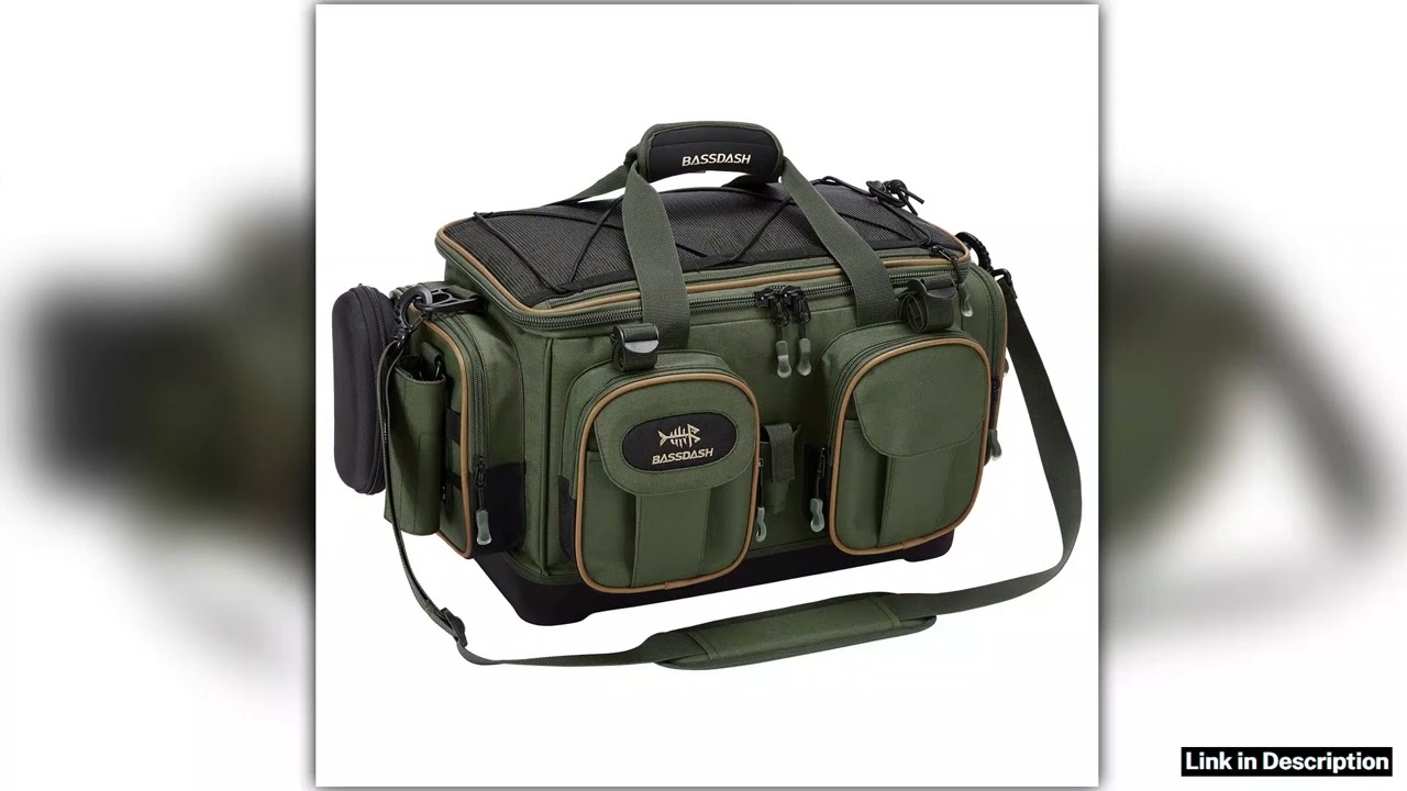 BASSDASH Fishing Tackle Shoulder Bag Water Resistant Lightweight Gear Storage Pack with Hard Molded