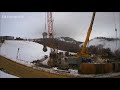 Мост в Самарской обл..01.02.20.Работы на 1-й опоре моста,копают скважину.Bridge Togliatti-Klimovka.