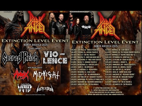 Dark Angel 1st U.S. tour in 30 years w/ Sacred Reich, Vio-lence, Hirax, Midnight, Interceptor, Void