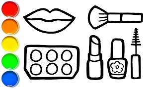 how to draw lips, lipstick , makeup drawing for childeren / makeup drawing easy step by step