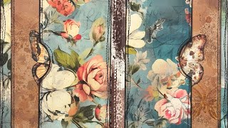 Floral Grunge Infinity Concertina Journal - : 9 Page Pockets