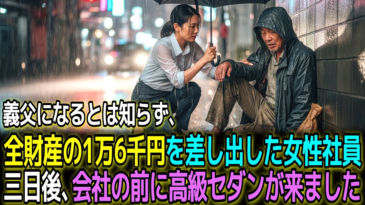 義父になるとは知らず、全財産の1万6千円を差し出した女性社員。三日後、会社の前に黒い高級セダンが止まりました I オーディオブック I ラジオドラマ I 感動ストーリー