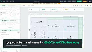 Free Cut List Optimizer — 7 Parts, 1 Sheet, 86% Efficiency in 30 Seconds