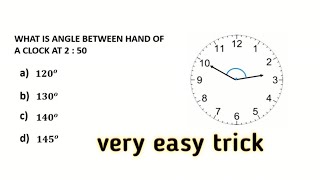 Angle between hands of clock at 2 :50 | important question| entry test | easy trick Wealth