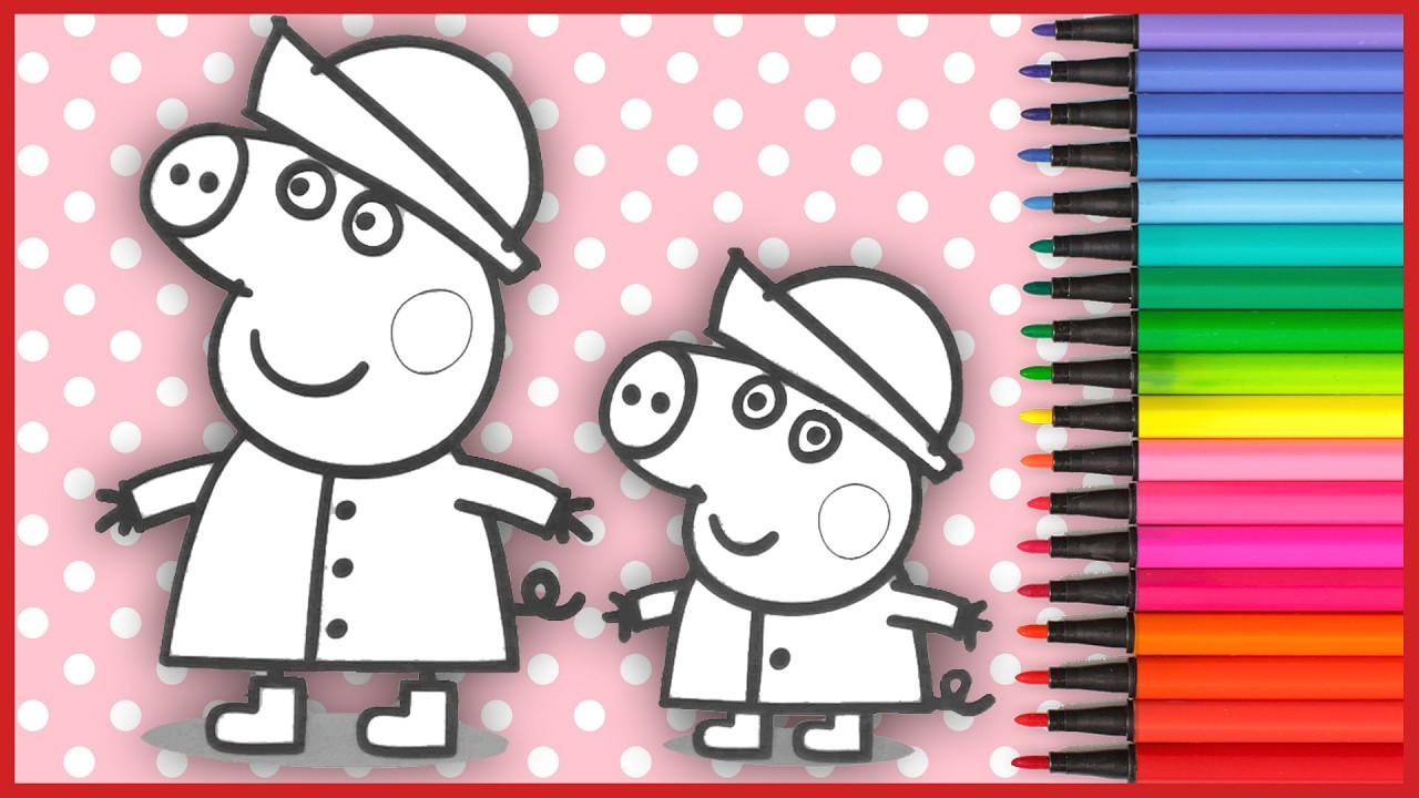 Peppa Pig Jour de Pluie | Coloriage Markers de Peinture