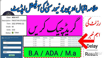 AIOU Result Announced Update Spring 2022 B.A , B.com , ADA