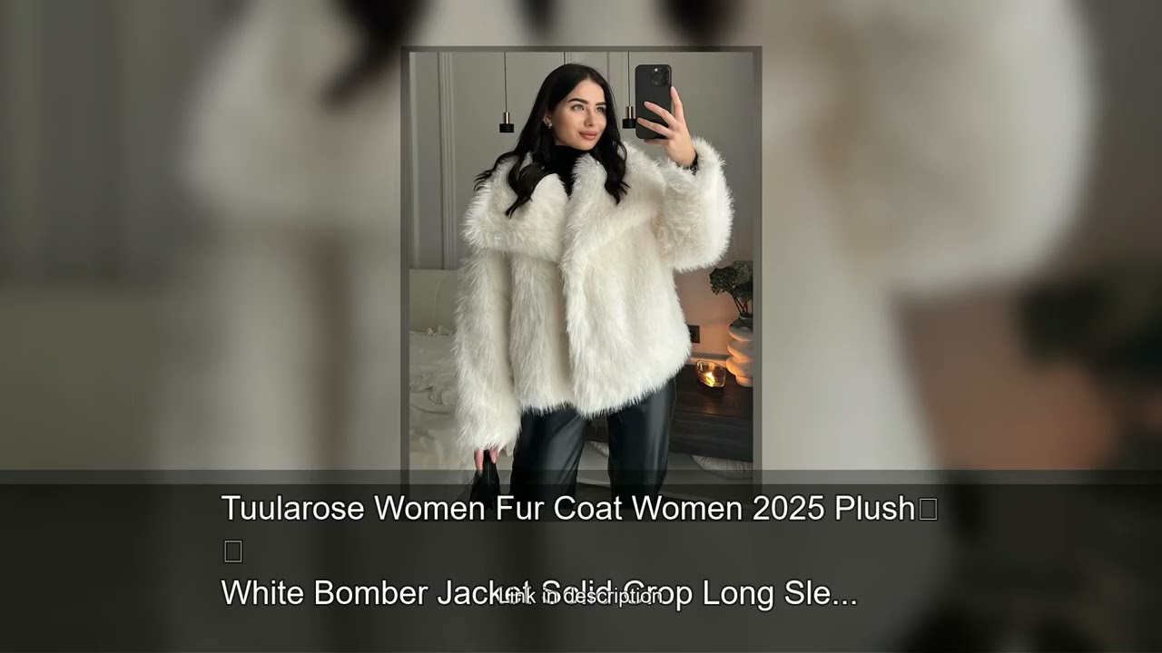 Tuularose Women Fur Coat Women 2025 Plush White Bomber Jacket Solid Crop Long Sleeve Jacket War