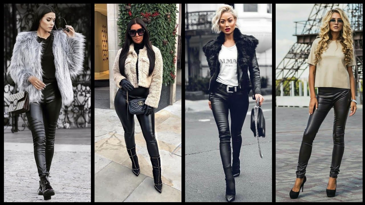 High waisted Leather pants Outfit ideas for winter