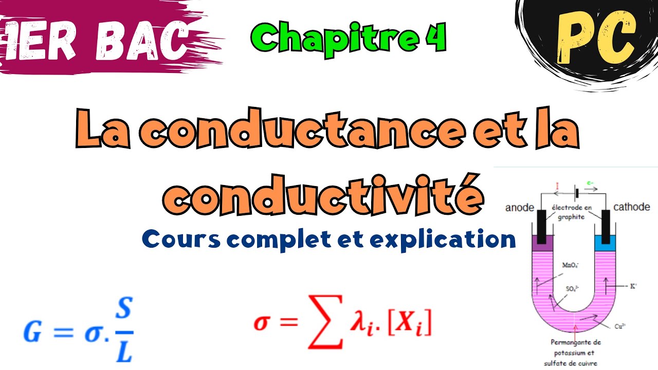 1BAC Sc Ex | Chimie | Chapitre 4 : la conductance et la conductivité  | cours complet