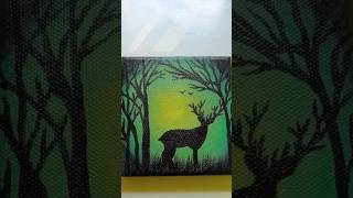 canvas painting idea 💡| night forest painting tutorial 🦌#kalakrutistudio32 #painting