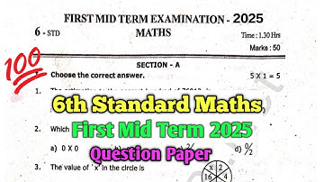 6th Maths First Mid Term 2025 Question Paper 