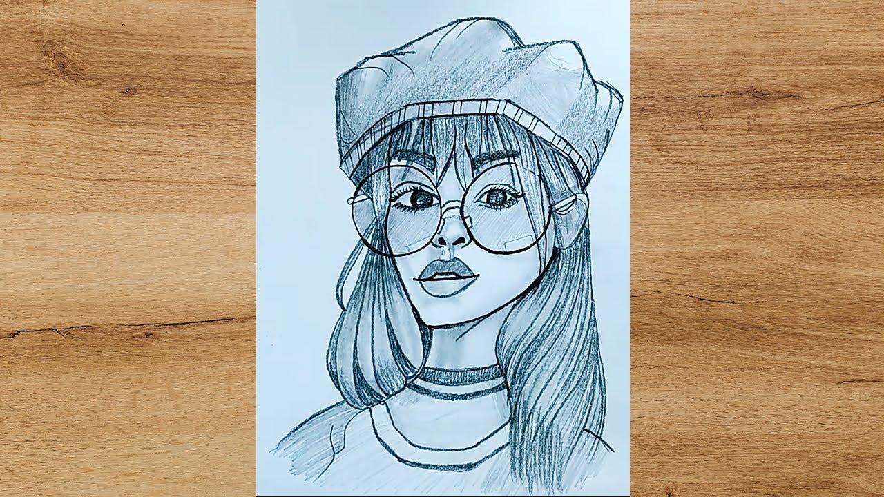 Draw a girl with cute bangs step by step | Easy pencil drawing ...