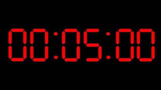 Five Minute Countdown Clock w/ Alarm - Digital Timer - Red w/ Black Background - 5:00