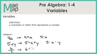 PreAlgebra: 1-4 Variables