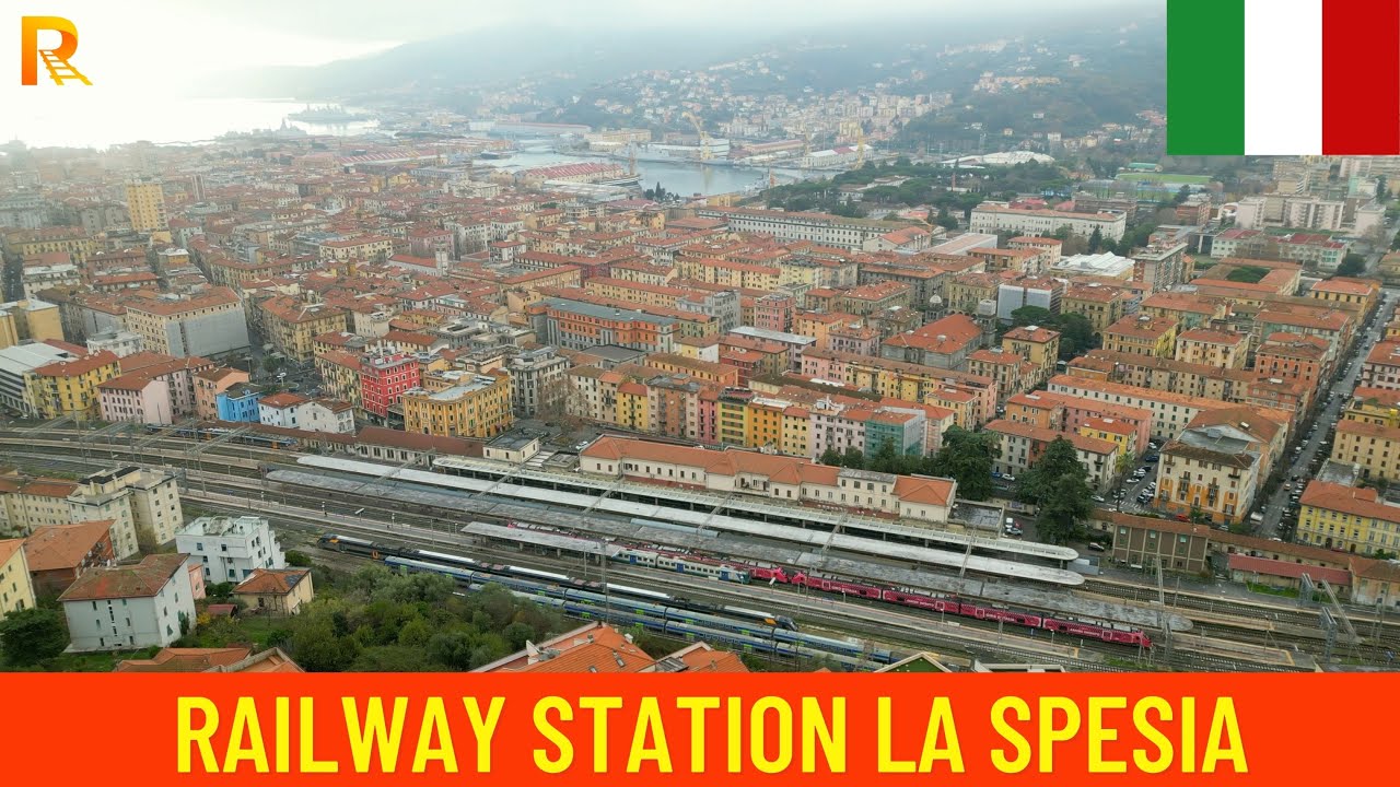 Aerial view of the La Spezia Centrale Railway Station -  Italy