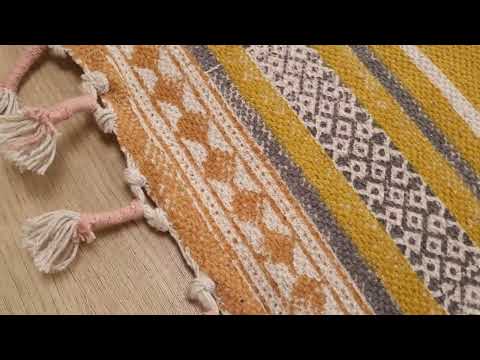 Holi Serisi El Dokuma Geometrik Desenli Sarı Kilim inceleme videosu kapak görseli