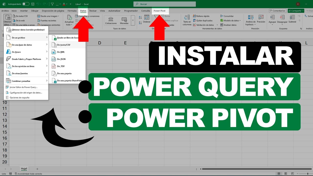 Cómo activar Power Query y Power Pivot en Excel
