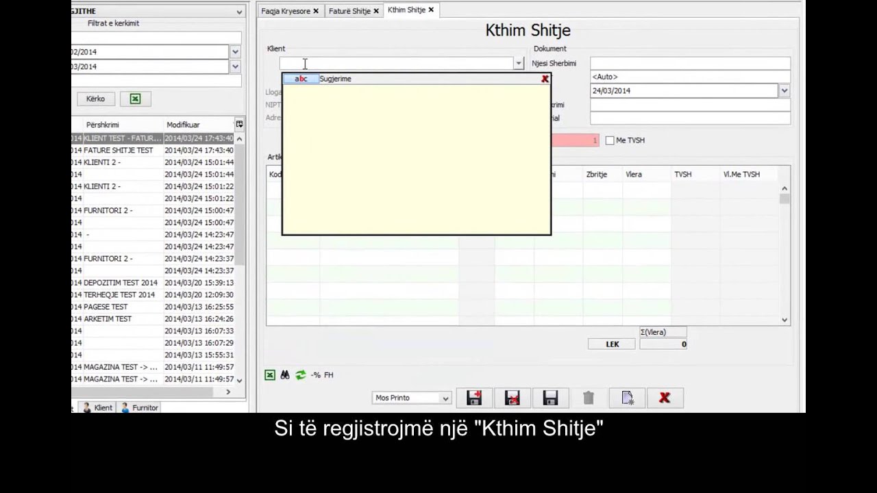 Fature Shitje - Kthim Shitje