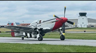 P-51 Red Nose Mustang Takeoff and Landing at Reading PA June 2025
