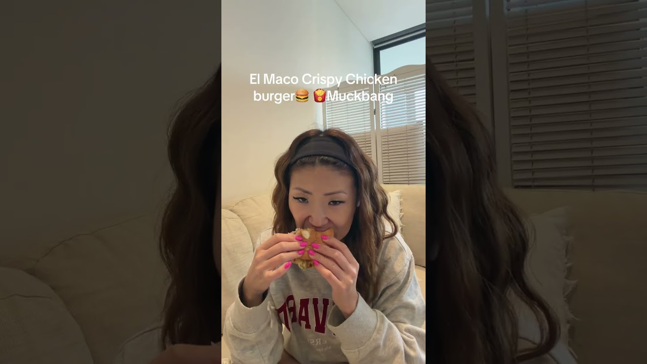 El Maco Crispy Chicken burger Muckbang😋🍔🍟🍴