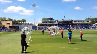 Kiwi wins £5,000 Zorb Race, Amazing Stadium Celebration in Poncho